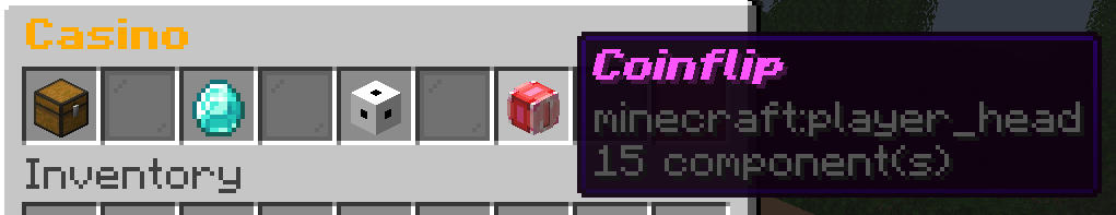 Minecraft casino game selection menu